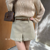 Xixi 2025 Autumn And Winter White Standard Sweet Cool With Pure Color High-Waisted Half-Dressed Ass A Short Skirt Women
