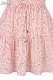 Chiffon Shorts Skirt Women Fashion Korean High Waist Floral Print A-LINE Mini Skirt