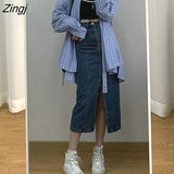 Women Fashion Summer Bottoms Elegant High Waist Simple Chic Korean Style Medium-long Vintage All-match Streetwear