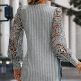 And Autumn 2025 Women's Casual Fashion Knitted Lace-Sleeved