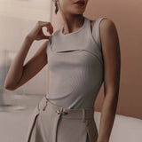 Summer Street Sports Sleeveless Vest Hottie Sexy Sleeveless Outside Wear Temperament Bottom