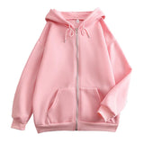 Flat Hooded Ins College Windy Loose Zipper Thick Hooded