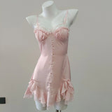 New Sexy Pajamas Women Summer Pure Desire Sling Skirt With Chest Cushion Ice Silk Satin Spring And Summer High-End