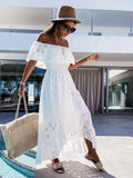 Bohemian Lace White Beach Tube Off-shoulder Sexy