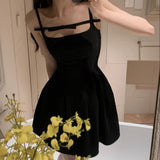 Women Spaghetti Strap Split Black White Dress Elegant Sleeveless Party Sexy Vestidos One Piece