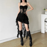 2024 Summer New Women's Clothing Pure Hot Girl Wind Hollow Lace Irregular Pendulum