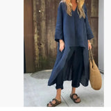 Explosion Of Women's Summer Pocket V-Neck 2 Sets Of Solid Color Loose Women's
