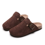 Size 35-45 Vintage Women's Shoes One Foot Flat Bottom Bag Head Half Slippers Women's Summer Wear Round Head Belt Buckle Cool