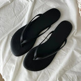 Korean Version Of Simple Silver Flip-Flops Women's Summer Flat Bottom Seaside Holiday Clip Cool Slippers Summer