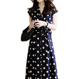 Retro Wave Dot Dress 2025 New Women's Summer Waist Thin Temperament Design Sense Small Chiffon