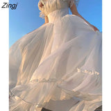 Elegant Princess White Dress Women Sexy Backless Sweet Vintage Lolita Dress Female 2022 Korean Casual Long Fairy