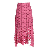Personality Style 2025 Autumn And Winter New Mid-Rise Long Straight Hollow Embroidery Splicing Half Dress Woman