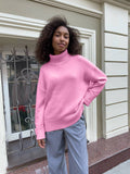Selling Solid Women's Knitting Knitting Jacket High-Collar Sweater Loose