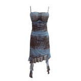 Shooting Sexy Sling Dress Girl Summer Babes Thin With Chest Cushion Lotion Side Ribbon Mesh Vest Dress