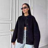 Years Of Autumn And Winter New Loose Leisure Collar Big Pocket Solid Women's
