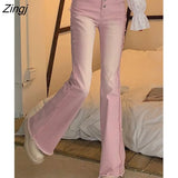 Jeans Bleached Washed Gradient Sweet Trendy Slim Y2k Streetwear Harajuku Kawaii Summer Джинсы Женские Chic Females