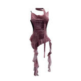Niche Hot Girls Unristered Ribbon Vest Repair Hanging Neck Short Sling