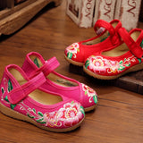 Zingj Shoe Box Girls Embroidered Cloth Shoes, Flat Single Shoes, Children's