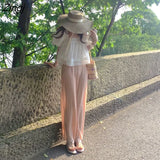 Women Korean Style Summer Newest Simple Sweet Girls Leisure Elegant Sexy Female Clothing Loose All-match Fashion