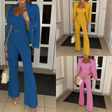 Spot Autumn 2025 New Fashion Long-Sleeved Small Suit Trousers Jumpsuit Two-Piece