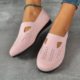 Flying Flat-Soled Single-Shoe Women Round Head Breathable Mesh Work Shoes Nude