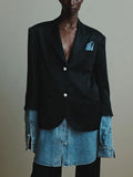 Zingj Splicing Suit Jacket Female 2024 Autumn New Dress Suit Lapel High Sense Long Sleeve Small Suit