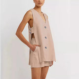 Summer New Cotton Sleeveless Shorts Pajamas Two Sets Of Fashion And Comfortable To Wear Women's Home