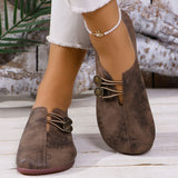 Button Soft Leather Hollow Flat Single Shoes Women's Round Head Shallow Mouth Big Lazy Happy