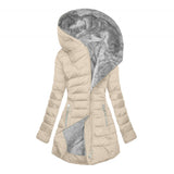 Wool Collar Zipper Long Sleeves To Keep Warm Hooded Coat Coat Cotton Women