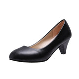 Women's Heel Single Shoes Black Round Head Thick Heel High Heel Shoes Professional Leather Shoes Dress Etiquette Work Women's