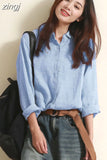 Women Tops White Blouse Fashion 2023 Vintage Cotton and Linen Office Shirt Loose Solid Long Sleeve Button Clothes