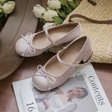 Zingj Satin Bow Mary Jane Shoes Spring Ballet With Retro Lolita Thick Heel Cheongsam With Skirt Single