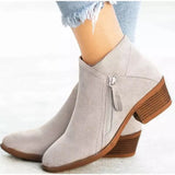 Large-Size Velvet-Faced Martin Boots Women 2025 Autumn And Winter New Round Head Low With Double Zipper English Short