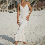 Beach Hoodie Jersey Knitted Embroidered Sling Skirt Sexy-Back Tying With Ass Long