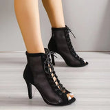 New Large-Size Sandals Mature Wind Hollow Shoes In Front Of The Fish Mouth Ultra-Fine High Heel Cool