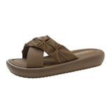 Wind Slippers Women's Summer Wear Net Red Folds Cross-Belt 2025 New Flat-Bottomed French Cool