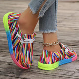 New Large-Size Lace With Color Low-Top Single Shoes Women Graffiti Lazy Man Canvas Flat-Bottomed Casual Single