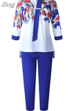 Piece Sets African Sets For Women 2023 New African Print Elastic Bazin Baggy Pants Rock Style Dashiki Famous Suit Lady