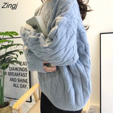 Women Popular Thick Solid 2020 New Fashion Fall Warm Loose Lady Clothes Kawaii Female Aesthetic Blue Casual
