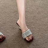 Beautiful Drag Sandals Women Wear 2025 New Water Drill With Velvet Temperament High-Heeled