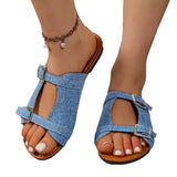 Summer New Rome Leisure Pure Color Leather Buckle With Flat Bottom Large-Size
