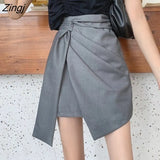 Women Summer A-line Asymmetrical Irregular Chic Elegant Womens Mini Skirt Slender Korean Style New Stylish Vintage