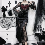 Lace Spliced Cross Dress, Dark Style, Sexy Slimming, Hip Split
