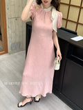 Xixi 2025 Summer New French Temperament Flax High Waist Dress Elegant Holiday Dress