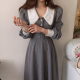 Autumn Women Korean Style Long Sleeve Plaid Dress Woman Clothing Casual Femme Dresses Ladies New Arrival Vogue Dress