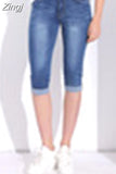 Women's Summer Jeans Stretch Knee Length High Waist Denim Shorts Capris Stretch Jeans for Women