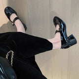 College Style Classic Round Head With A Bold Heel Mary Jane Single Shoes Women's Spring And