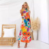 Zingj Years Of Style Fashion Print Sleeveless Neck Waist Dress