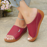 Thick-Bottomed Casual Slippers Women 2025 New Summer Word Solid Color Simple Fashion Fish Mouth