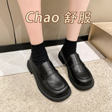 Lofo Shoes Women's 2025 Autumn British Wind Soft Soles Pedal Small Leather Shoes Thick-Soled JK Single Shoes Female